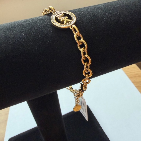 Michael Kors Gold-Tone Chain Bracelet with Logo Charms - Picture 4 of 15